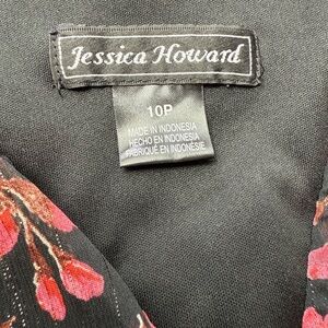 Jessica Howard Black Dress with Red Floral Accents